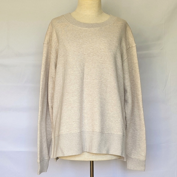 Zella Tops - Zella Nola Sweatshirt Fleece Lined High Low Hem Crew Neck Relaxed Oatmeal XL NWT